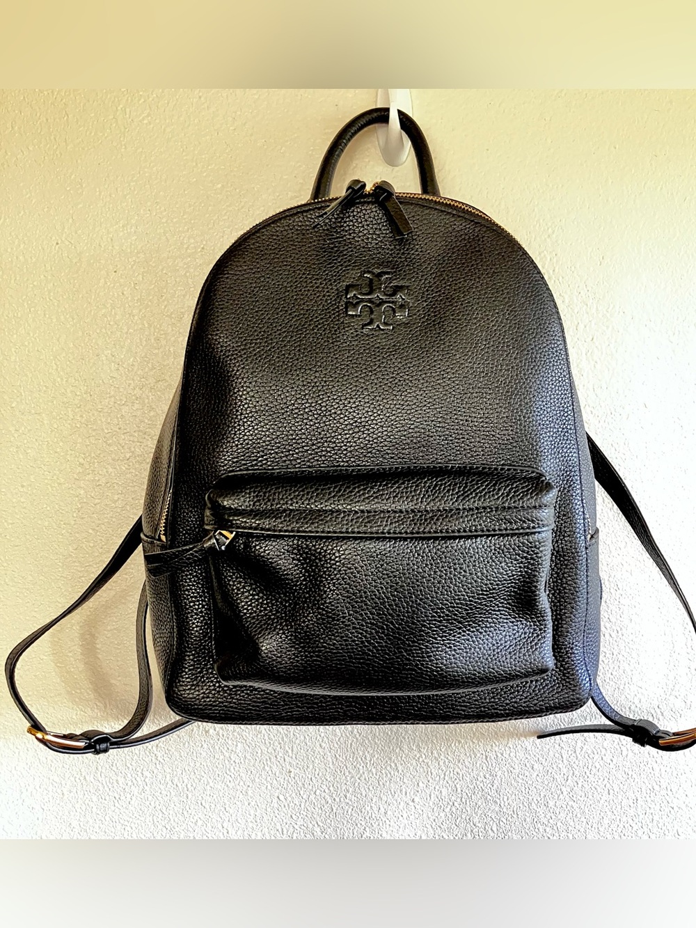 Tory Burch Thea Black Pebbled Leather Daypack Backpack NEVER USED NEW